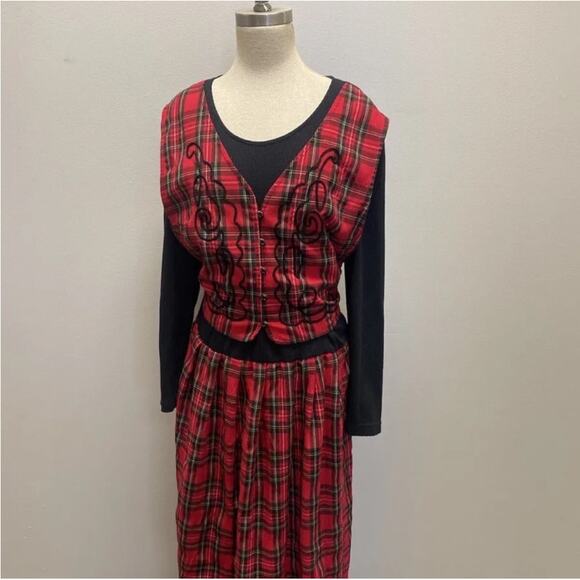Vintage Plaid Midi Dress-Size 20W - Picture 3 of 6